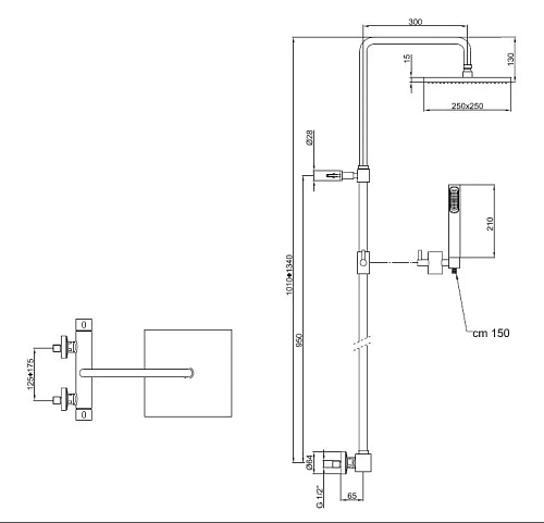Душевая система Webert Pegaso PE980507015METAL, хром Душевая система Webert Pegaso PE980507015METAL, хром
