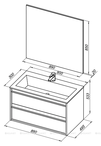 Комплект мебели Aquanet Lino 90 белый матовый 00271957 Комплект мебели Aquanet Lino 90 белый матовый 00271957