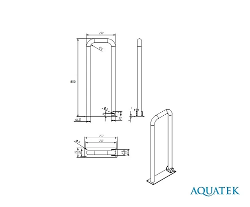 Поручень Aquatek настенный откидной 800x230 мм, POR-0000004 Поручень Aquatek настенный откидной 800x230 мм, POR-0000004