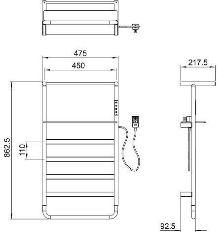 Полотенцесушитель электрический Wonzon & Woghand брашированное золото (WW-A208-BG) Полотенцесушитель электрический Wonzon & Woghand брашированное золото (WW-A208-BG)