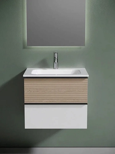 Тумба под раковину Sancos Delta DL60W 590х445х500 дуб светлый/белый, подвесная Тумба под раковину Sancos Delta DL60W 590х445х500 дуб светлый/белый, подвесная