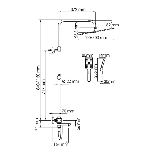 Душевая система WasserKRAFT A199.119.126.087.CH Thermo с термостатом хром Душевая система WasserKRAFT A199.119.126.087.CH Thermo с термостатом хром