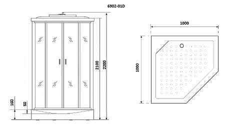 Душевая кабина Niagara Premium NG-6902-01D BLACK (1000х1000х2200) низкий поддон (16 см) стекло тонированное 69020134DBLACK Душевая кабина Niagara Premium NG-6902-01D BLACK (1000х1000х2200) низкий поддон (16 см) стекло тонированное 69020134DBLACK