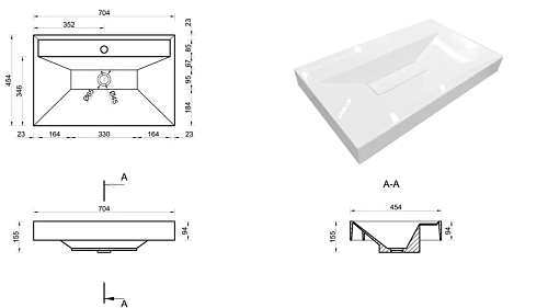 Тумба с раковиной Эстет Quadro ФР-00017329 700х450 подвесная 2 ящика Тумба с раковиной Эстет Quadro ФР-00017329 700х450 подвесная 2 ящика