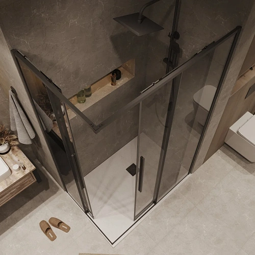 Душевой уголок GROSSMAN Galaxy 1/2.K33.01.12.21.10-1/2.K33.01.70.21.10 (120х70х195) раздвижная,черный матовый,стекло тонированное Душевой уголок GROSSMAN Galaxy 1/2.K33.01.12.21.10-1/2.K33.01.70.21.10 (120х70х195) раздвижная,черный матовый,стекло тонированное