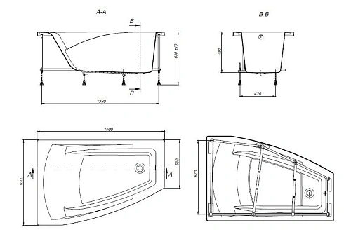 Акриловая ванна Roca Hall Angular 150х100 асимметричная левая белая ZRU9302864 Акриловая ванна Roca Hall Angular 150х100 асимметричная левая белая ZRU9302864