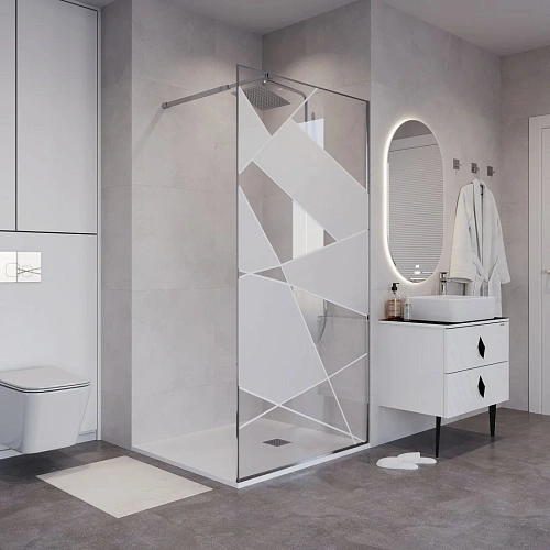 Душевая перегородка Niagara Nova NG-660-10 (100x195) хром, стекло прозрачное с рисунком Душевая перегородка Niagara Nova NG-660-10 (100x195) хром, стекло прозрачное с рисунком