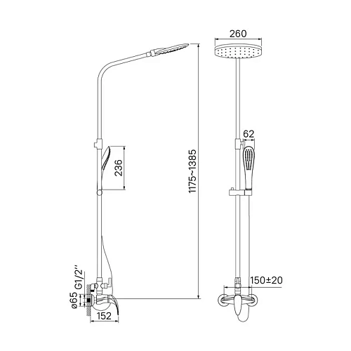 Душевая система Iddis Leaf LEASBS0i06 с верхним душем Душевая система Iddis Leaf LEASBS0i06 с верхним душем