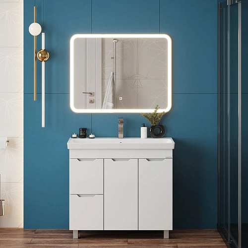 Тумба под раковину Onika Айленд 90 см 109030 напольная, белая, с корзиной (для Адриана 90) Тумба под раковину Onika Айленд 90 см 109030 напольная, белая, с корзиной (для Адриана 90)