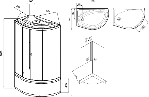Душевая кабина STWORKI Стокгольм by Damixa Стокгольм HWSC-302LА-12080BT 120x80, левая 565257 Душевая кабина STWORKI Стокгольм by Damixa Стокгольм HWSC-302LА-12080BT 120x80, левая 565257