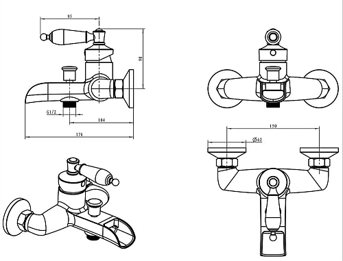Смеситель для ванны Boheme Vogue 203-SW бронза с прозрачным Swarovski Смеситель для ванны Boheme Vogue 203-SW бронза с прозрачным Swarovski