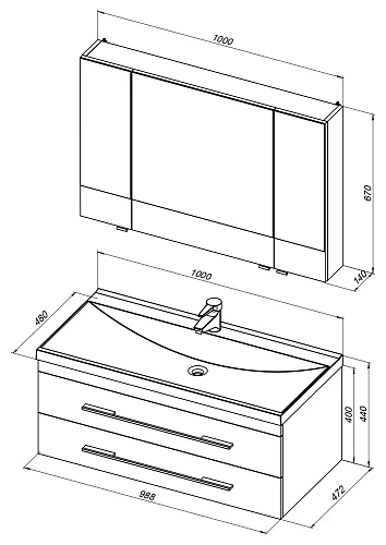 Комплект мебели Aquanet Нота 100 белый (камерино) 00287696 Комплект мебели Aquanet Нота 100 белый (камерино) 00287696