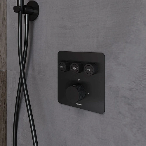 Смеситель для душа AQUAme AQM8812MB с термостатом встраиваемый, черный матовый Смеситель для душа AQUAme AQM8812MB с термостатом встраиваемый, черный матовый