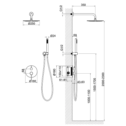 Душевая система встроенная Timo Saona SX-2369/13SM встраиваемая, никель Душевая система встроенная Timo Saona SX-2369/13SM встраиваемая, никель