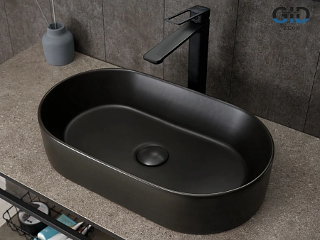 Раковина Gid N9020bg 53379 накладная черная графит 52.5x30.5x11.5