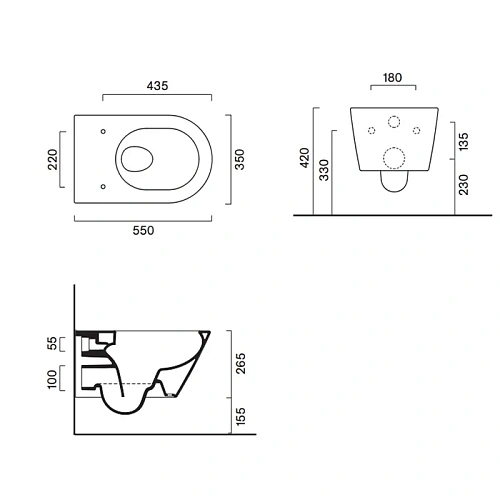 Унитаз подвесной Catalano Zero 0111550021 55x35, безободковый, белый матовый Унитаз подвесной Catalano Zero 0111550021 55x35, безободковый, белый матовый
