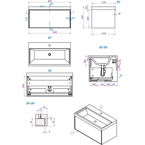 Тумба под раковину La Fenice SIMPLA Grigio 80 FNC-01-SIM-G-80 серо-зеленая Тумба под раковину La Fenice SIMPLA Grigio 80 FNC-01-SIM-G-80 серо-зеленая