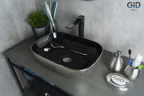 Раковина Gid D1333h020 53319 накладная черная / хром 46x32,5x13,5 Раковина Gid D1333h020 53319 накладная черная / хром 46x32,5x13,5