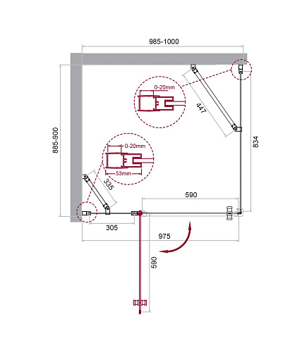 Душевой уголок BelBagno ETNA-AH-12-100/90-C-Cr Душевой уголок BelBagno ETNA-AH-12-100/90-C-Cr