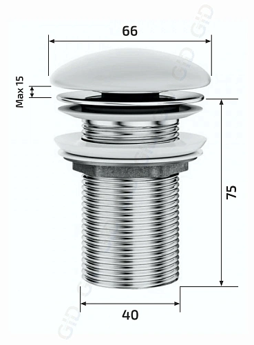 Донный клапан Gid без перелива Wh100 71101K белый 7x7x10 Донный клапан Gid без перелива Wh100 71101K белый 7x7x10
