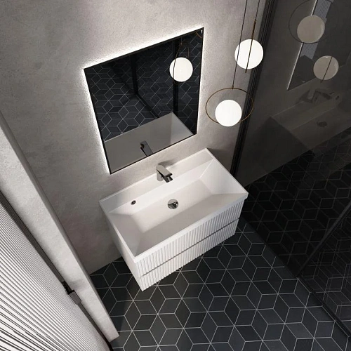 Тумба под раковину AQUAme AQM900180WH S1 подвесная 80 см белый глянец Тумба под раковину AQUAme AQM900180WH S1 подвесная 80 см белый глянец