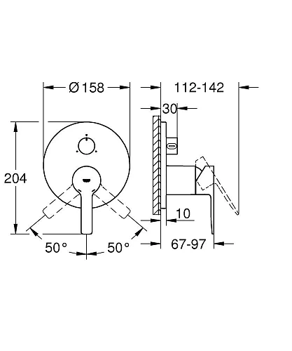 Смеситель для душа GROHE Lineare New с переключателем на 3 положения, хром (24095001) внешняя часть Смеситель для душа GROHE Lineare New с переключателем на 3 положения, хром (24095001) внешняя часть