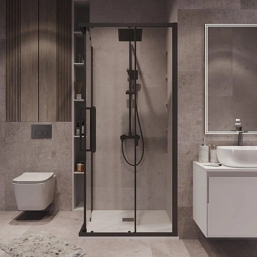 Душевой уголок GROSSMAN Cosmo 300.K33.02.9090.21.00 (90x90x195) квадрат,раздвижн,черн. матов.,стекло прозрачн Душевой уголок GROSSMAN Cosmo 300.K33.02.9090.21.00 (90x90x195) квадрат,раздвижн,черн. матов.,стекло прозрачн