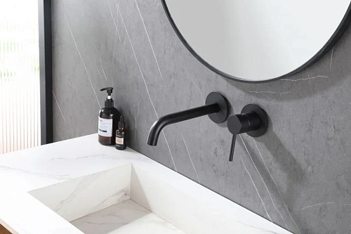 Смеситель для раковины ABBER Wasser Kreis AF8112B скрытого монтажа, черный матовый Смеситель для раковины ABBER Wasser Kreis AF8112B скрытого монтажа, черный матовый