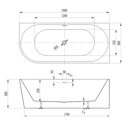 Акриловая ванна ABBER AB9502-1.8 R белая Акриловая ванна ABBER AB9502-1.8 R белая