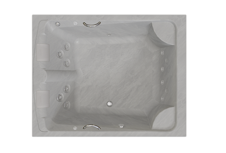 Мини бассейн Radomir Римини 1-30-0-0-4-047С Серый мрамор, Gold. 1900х1500, рама-подставка, слив-перелив, 10 гидромассажных форсунок, 2 ручки, 2 подголовника