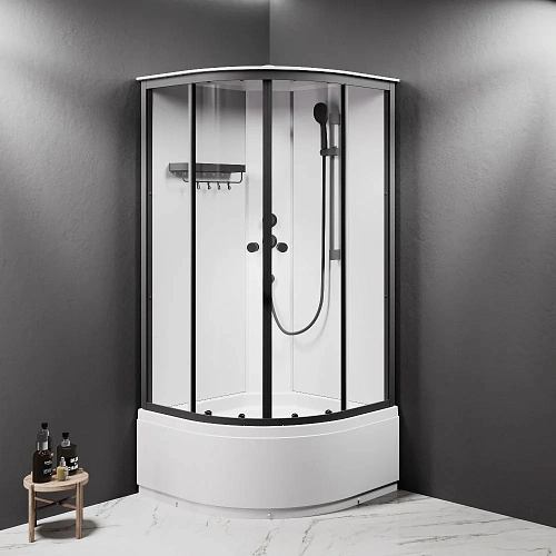 Душевая кабина AM.PM X-Joy W94C-401A-090BT 90x90, четверть круга, профиль черный матовый, стекло прозрачное Душевая кабина AM.PM X-Joy W94C-401A-090BT 90x90, четверть круга, профиль черный матовый, стекло прозрачное