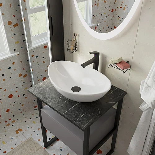 Тумба с раковиной DIWO Элиста 60, антрацит 573400 Тумба с раковиной DIWO Элиста 60, антрацит 573400