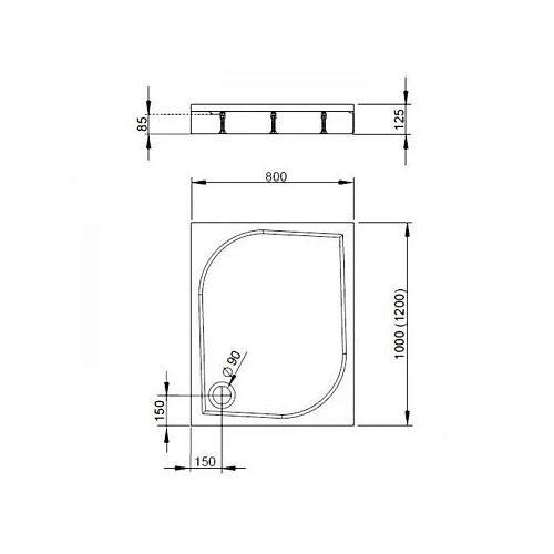 Душевой поддон Radaway Paros D1200 MBD8012-03-1 120x80 Душевой поддон Radaway Paros D1200 MBD8012-03-1 120x80