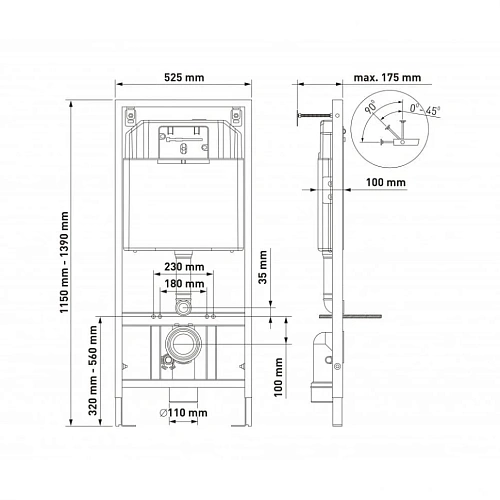 Комплект унитаза BERGES OPTIM PS с инсталляцией NOVUM525, кнопкой смыва L3 и сидением 042413 Комплект унитаза BERGES OPTIM PS с инсталляцией NOVUM525, кнопкой смыва L3 и сидением 042413
