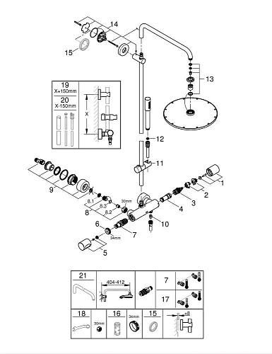 Душевая система GROHE Rainshower 310 с термостатическим смесителем, хром (27966000) Душевая система GROHE Rainshower 310 с термостатическим смесителем, хром (27966000)