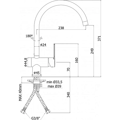 Смеситель для кухни Paffoni Light LIG280CR Смеситель для кухни Paffoni Light LIG280CR