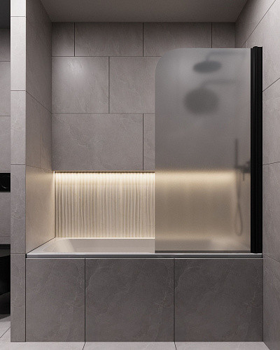 Шторка на ванну Timo TCM-80/03F-6 на монопетле 1400x800, профиль черный, стекло матовое 6 мм Шторка на ванну Timo TCM-80/03F-6 на монопетле 1400x800, профиль черный, стекло матовое 6 мм