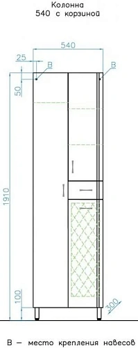 Шкаф-пенал Style Line 540 (корзина) ЛС-00000449 Шкаф-пенал Style Line 540 (корзина) ЛС-00000449