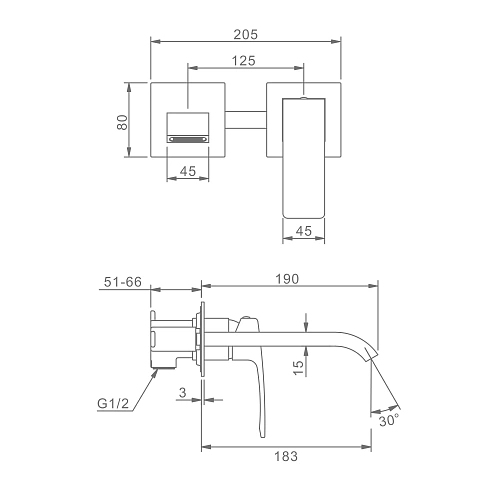 Смеситель для раковины Raglo R02.11.03 встраиваемый, сатин золотой Смеситель для раковины Raglo R02.11.03 встраиваемый, сатин золотой