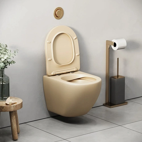 Унитаз подвесной GROSSMAN GR-4455BEMS Color 485x360x375 бежевый матовый безободковый с тонкой крышкой Унитаз подвесной GROSSMAN GR-4455BEMS Color 485x360x375 бежевый матовый безободковый с тонкой крышкой