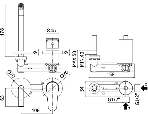 Смеситель для раковины Paffoni Green GR105CR70 с внутренней частью, хром Смеситель для раковины Paffoni Green GR105CR70 с внутренней частью, хром