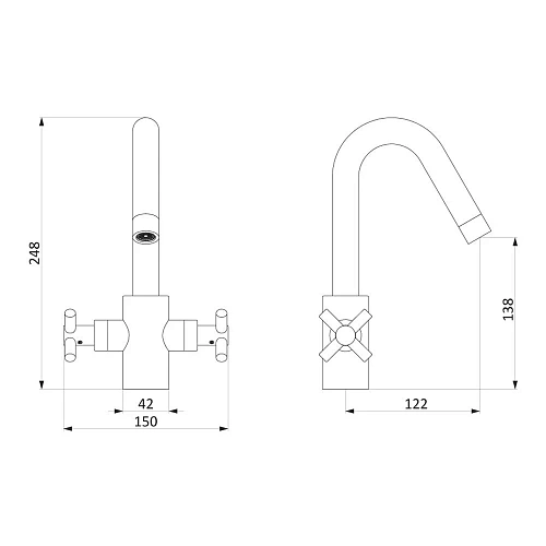Смеситель для раковины Damixa RedBlu Neo Classic 280210000 никель сатин Смеситель для раковины Damixa RedBlu Neo Classic 280210000 никель сатин