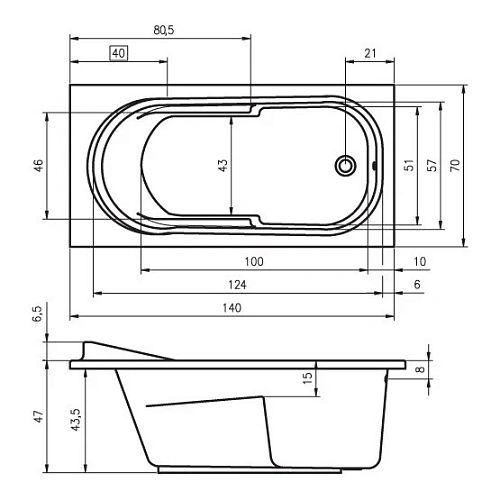 Акриловая ванна Riho Columbia BA0500500000000 140x70 Акриловая ванна Riho Columbia BA0500500000000 140x70