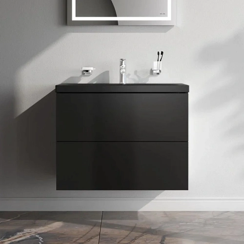 Тумба под раковину AM.PM Gem M90FHX07522BM подвесная, 75 см push-to-open, черный матовый Тумба под раковину AM.PM Gem M90FHX07522BM подвесная, 75 см push-to-open, черный матовый
