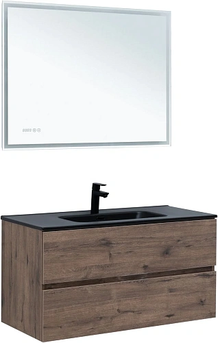 Тумба под раковину Aquanet Алвита New 100 2 ящика, дуб веллингтон табак 00334188 подвесная Тумба под раковину Aquanet Алвита New 100 2 ящика, дуб веллингтон табак 00334188 подвесная