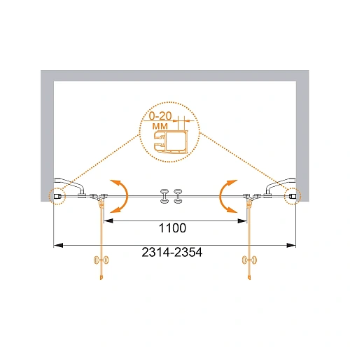 Душевая дверь CEZARES ELENA-W-B-22-240-C-Cr 240см стекло прозрачное, профиль хром Душевая дверь CEZARES ELENA-W-B-22-240-C-Cr 240см стекло прозрачное, профиль хром