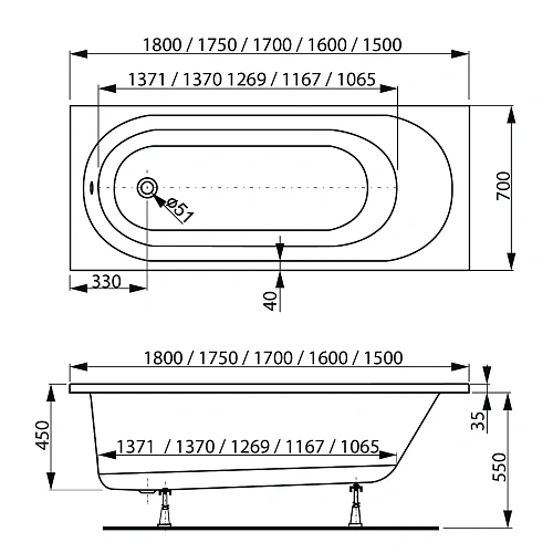 Акриловая ванна VAGNERPLAST KASANDRA 180x70 VPBA187KAS2X-04 Акриловая ванна VAGNERPLAST KASANDRA 180x70 VPBA187KAS2X-04
