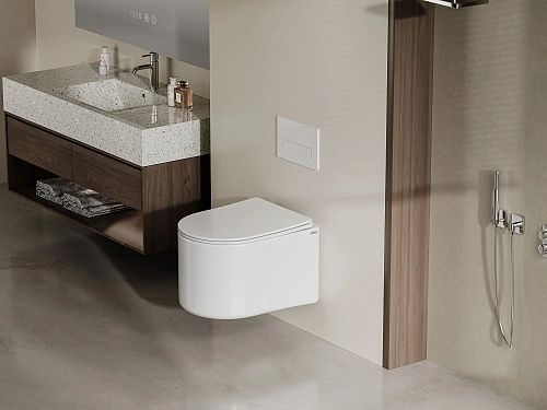 Унитаз подвесной ABBER Bequem AC1129 белый, безободковый, смыв торнадо Унитаз подвесной ABBER Bequem AC1129 белый, безободковый, смыв торнадо