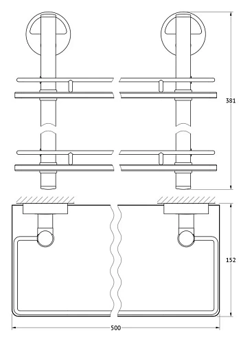 Полка FBS Luxia LUX 064 длина 50 см двойная Полка FBS Luxia LUX 064 длина 50 см двойная