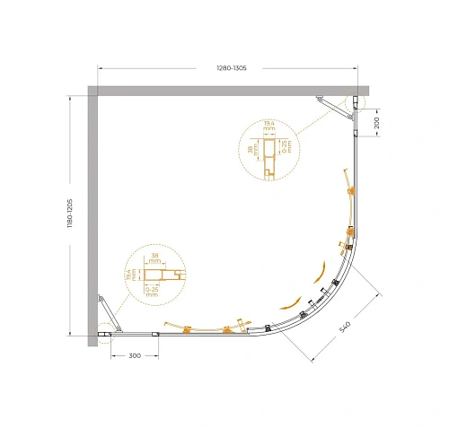 Душевой уголок CEZARES MOLVENO-RH-22-130/120-C-Cr-IV 130x120см стекло прозрачное, профиль хром Душевой уголок CEZARES MOLVENO-RH-22-130/120-C-Cr-IV 130x120см стекло прозрачное, профиль хром
